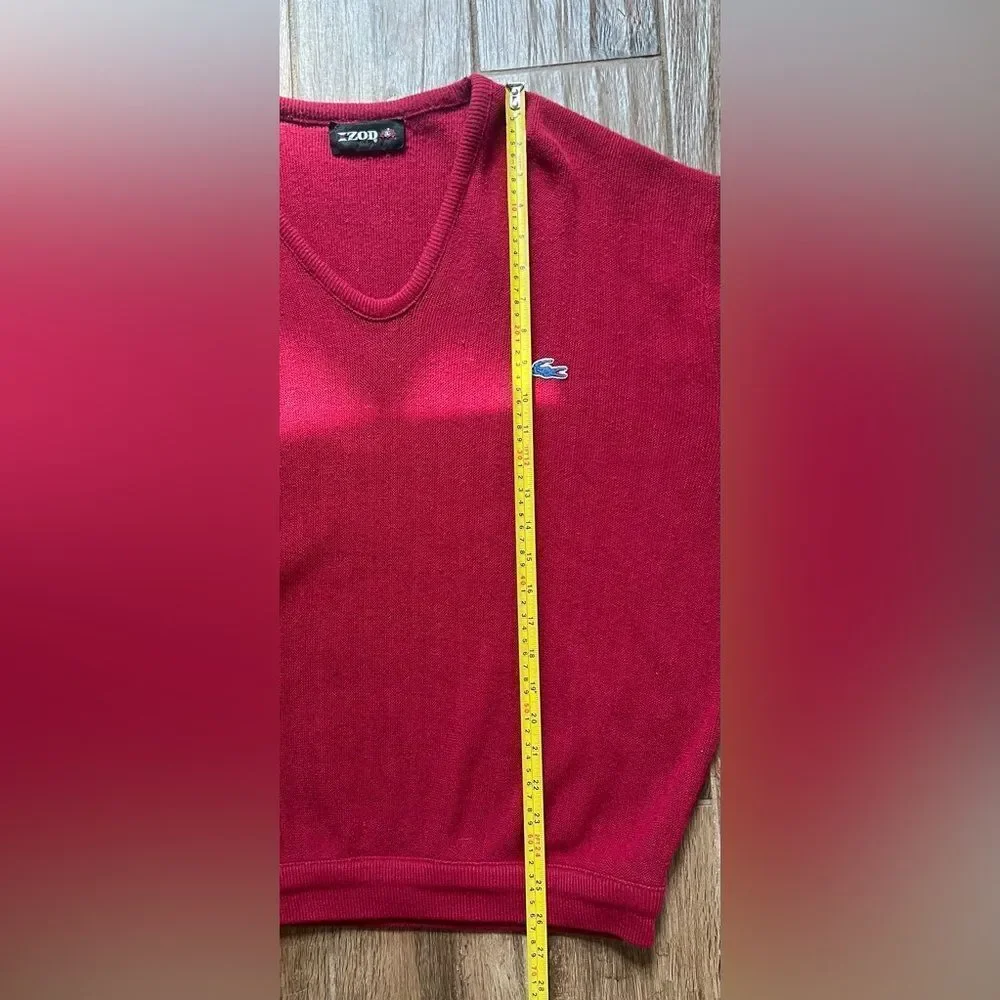 Izod Sweater Men's Red XLarge‎ Pullover V Neck Grandpa Logo Vintage 1970s USA